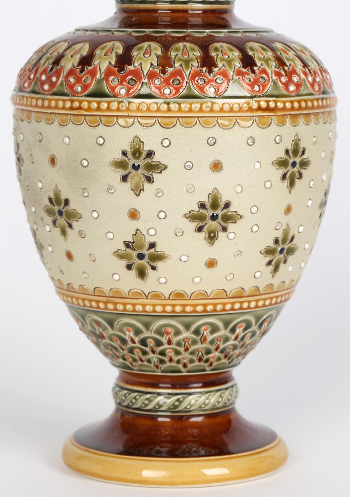 Villeroy Boch Mettlach Art Nouveau Stoneware Pedestal Vase 4