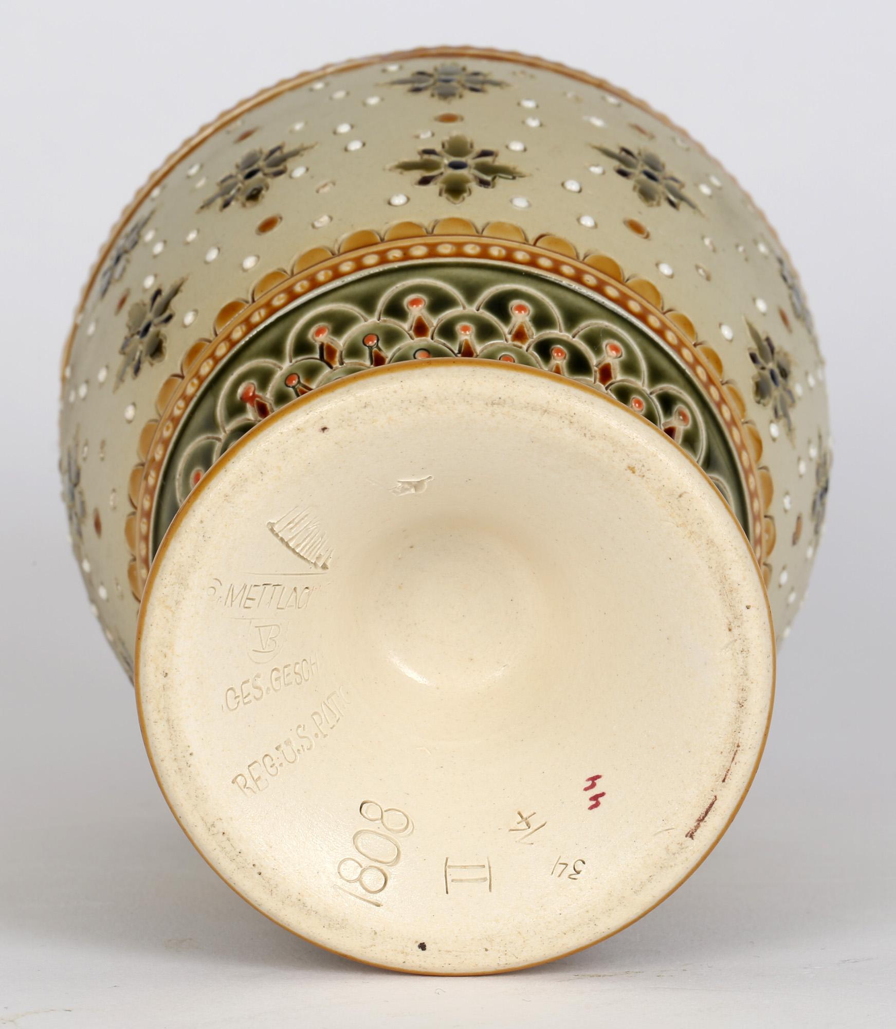 19th Century Villeroy Boch Mettlach Art Nouveau Stoneware Pedestal Vase