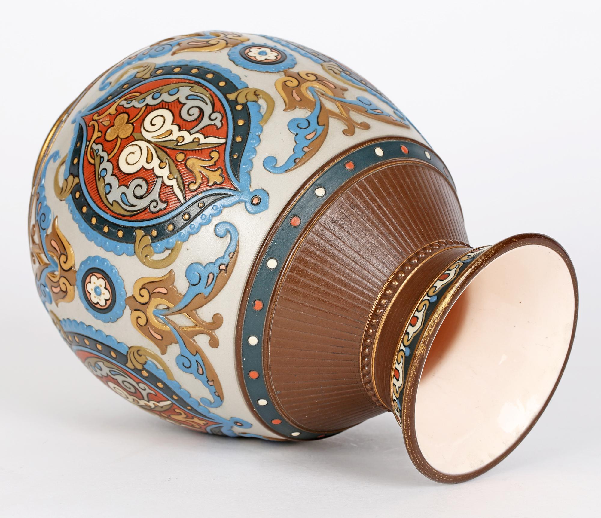 Villeroy & Boch Mettlach Enameled Islamic Design Art Pottery Vase 2
