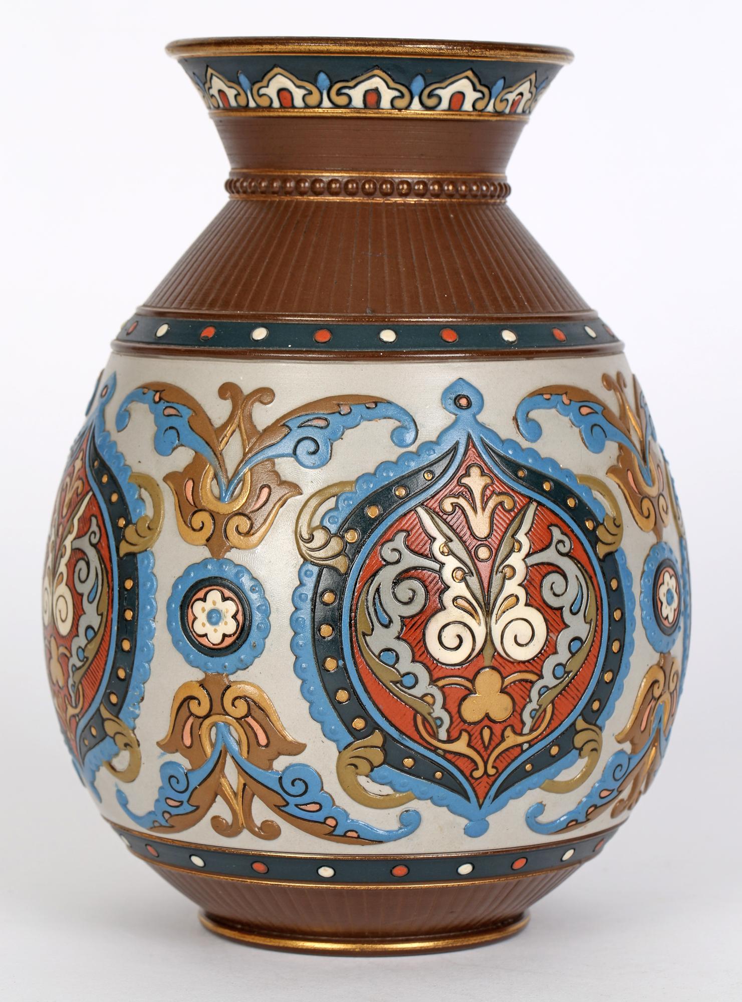 Villeroy & Boch Mettlach Enameled Islamic Design Art Pottery Vase 3