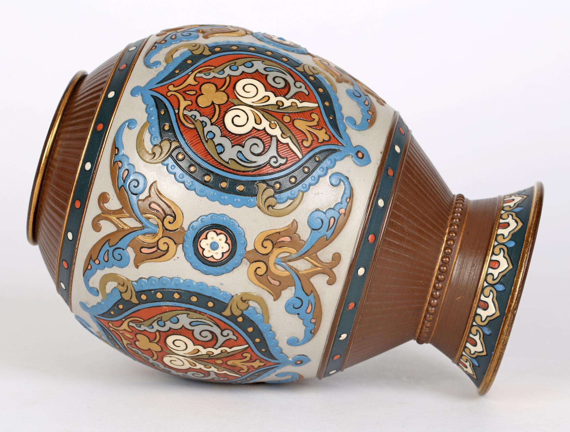 Villeroy & Boch Mettlach Enameled Islamic Design Art Pottery Vase 5