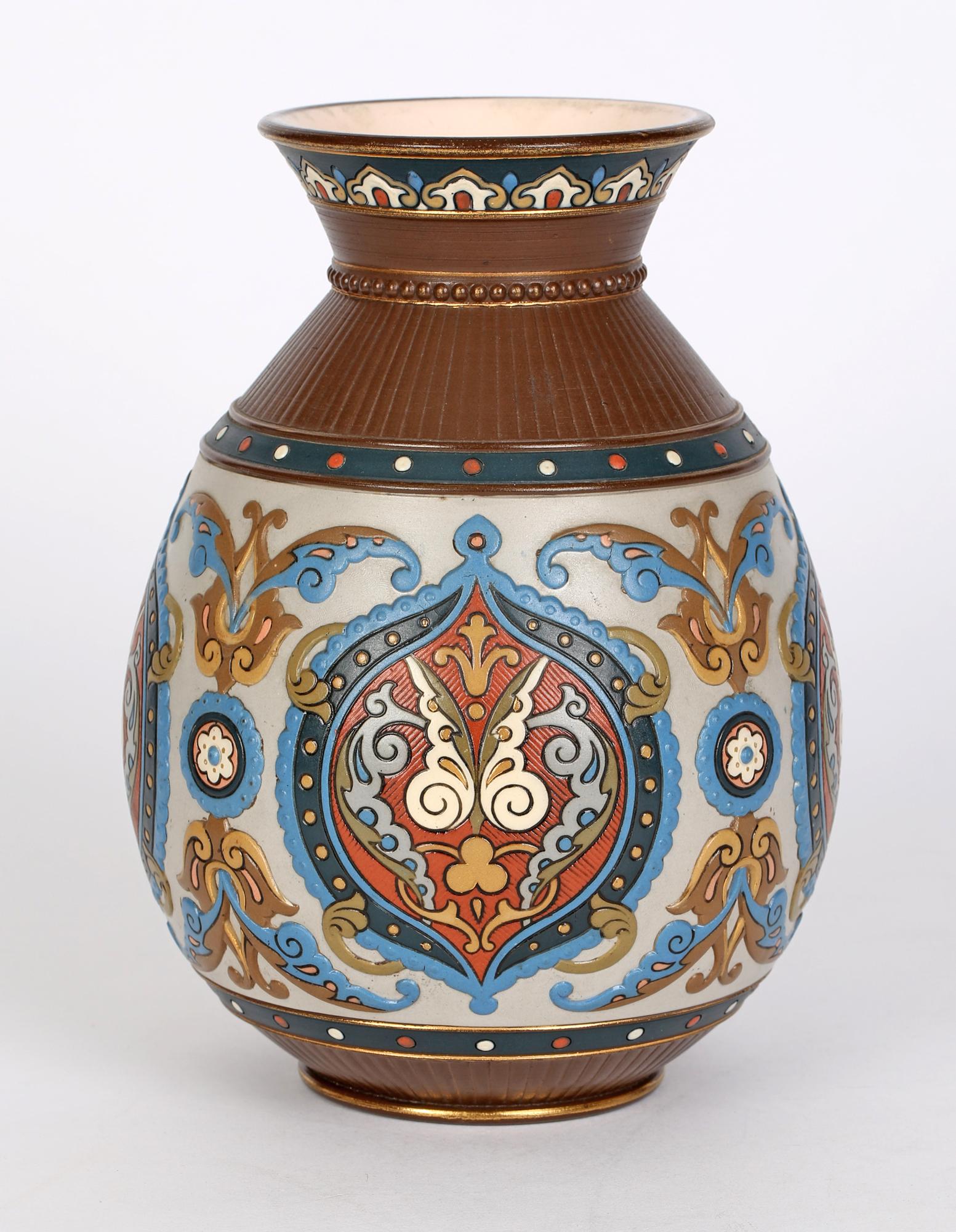 Villeroy & Boch Mettlach Enameled Islamic Design Art Pottery Vase 8