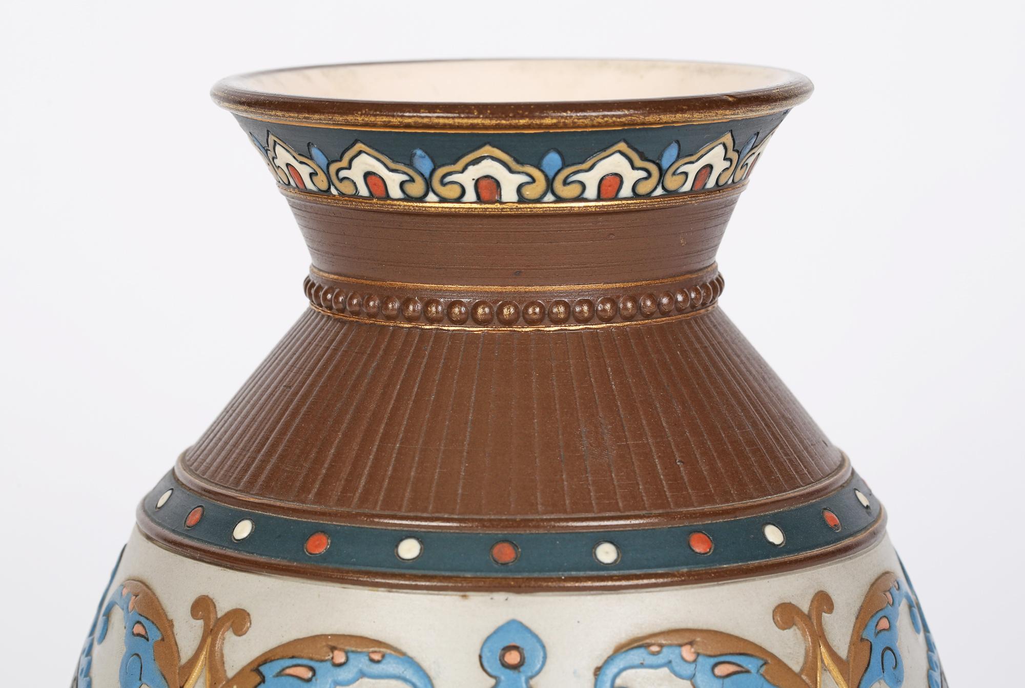 Villeroy & Boch Mettlach Enameled Islamic Design Art Pottery Vase In Good Condition In Bishop's Stortford, Hertfordshire
