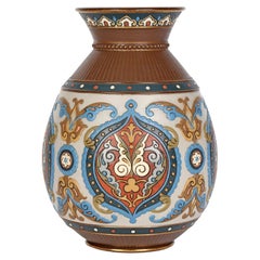 Villeroy & Boch Mettlach Enameled Islamic Design Art Pottery Vase