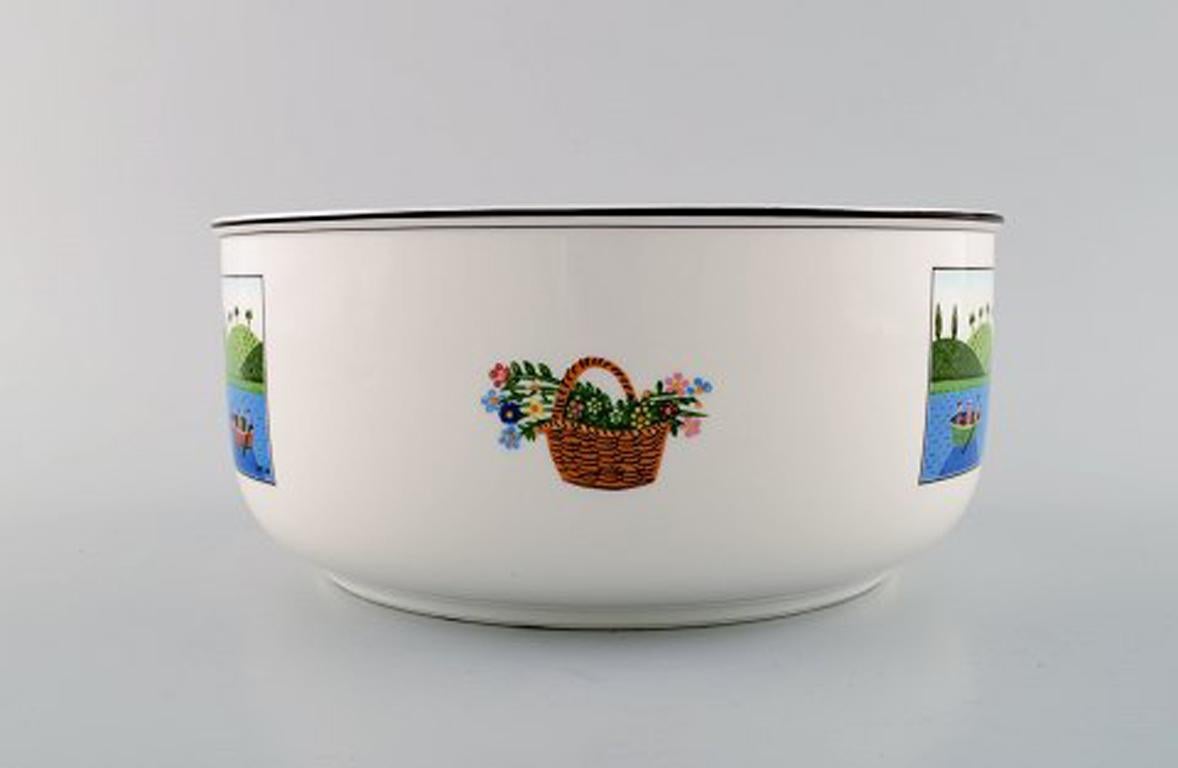 Luxembourgish Villeroy & Boch Naif Bowl in Porcelain Decorated with Naivist Village Motif For Sale
