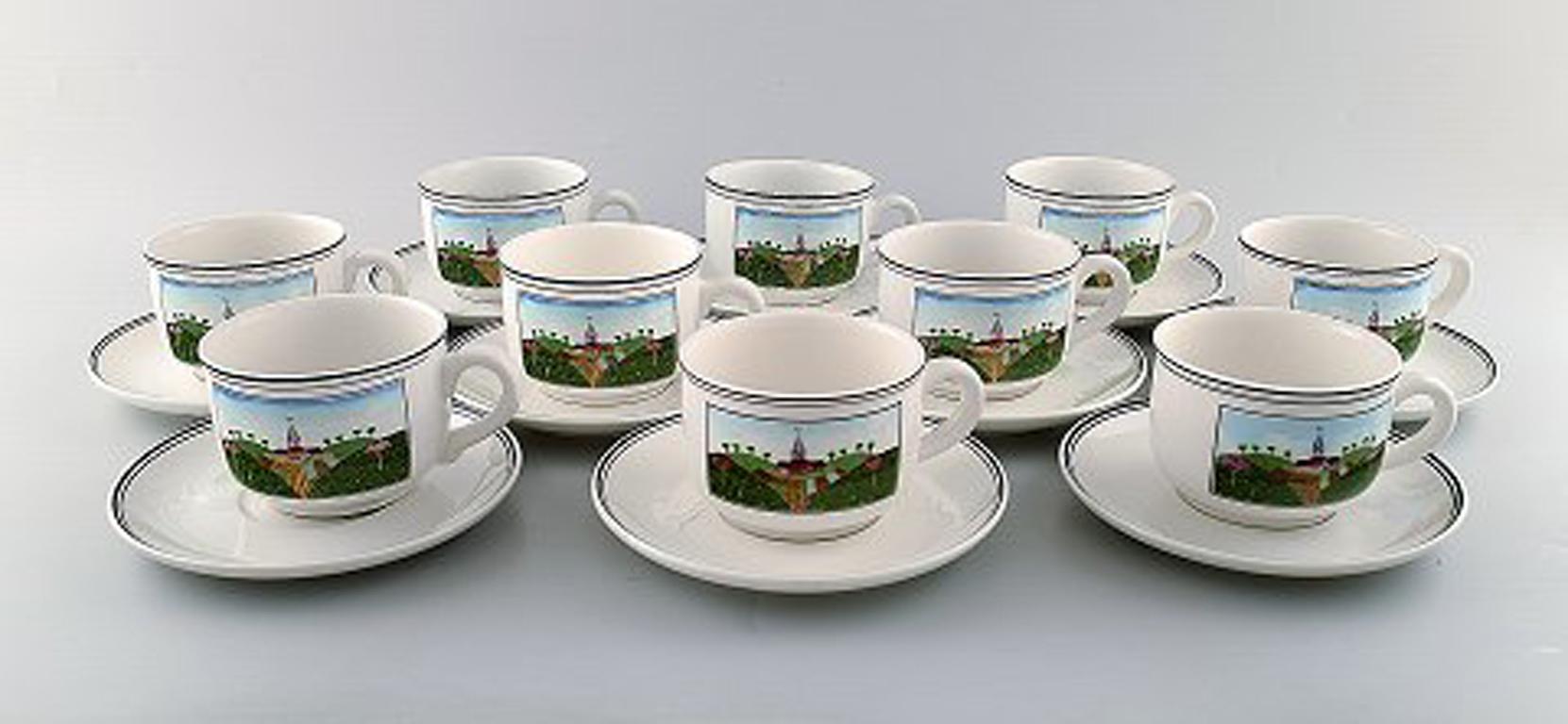 Villeroy & Boch Naif coffee service in porcelain. A set of 10 large cups with saucers decorated with naivist village motif.
In very good condition.
Stamped.
Measures: 8.8 x 6.5 cm.
Designed by Gérard Laplau. Motives of families, villages and