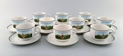 Villeroy & Boch Naif Coffee Service in Porcelain, Set of 10 Large Cups & Saucers