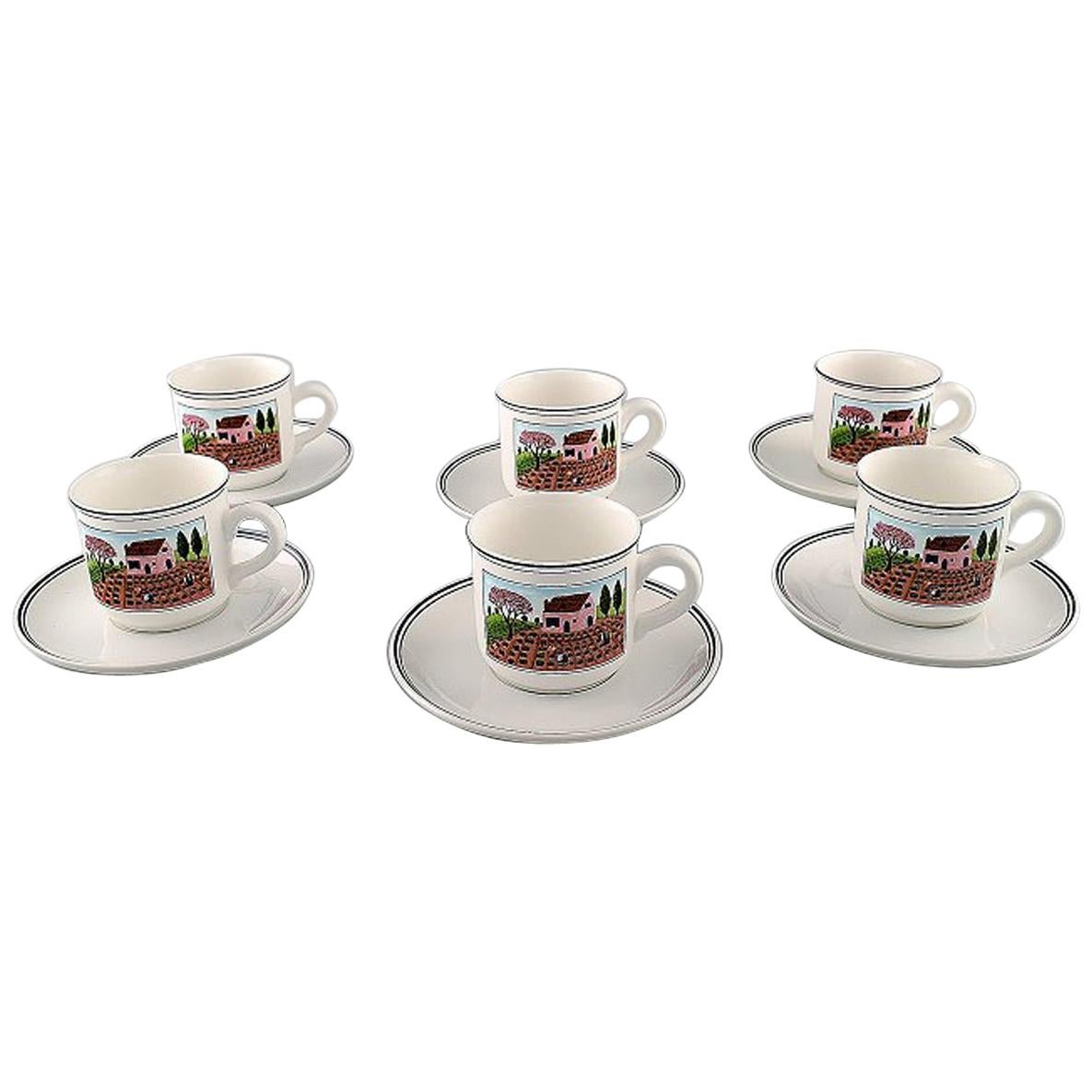 Villeroy & Boch Naif Coffee Service in Porcelain. a Set of 6 Large Cups&Saucers