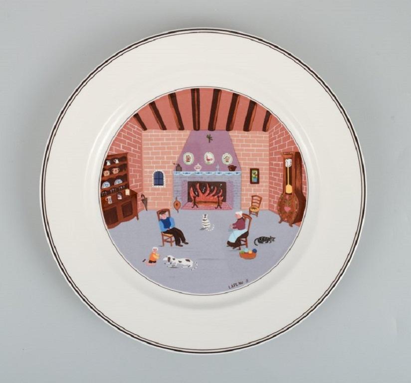 Folk Art Villeroy & Boch Naif Dinner Plates in Porcelain, Designed by Gérard Laplau For Sale