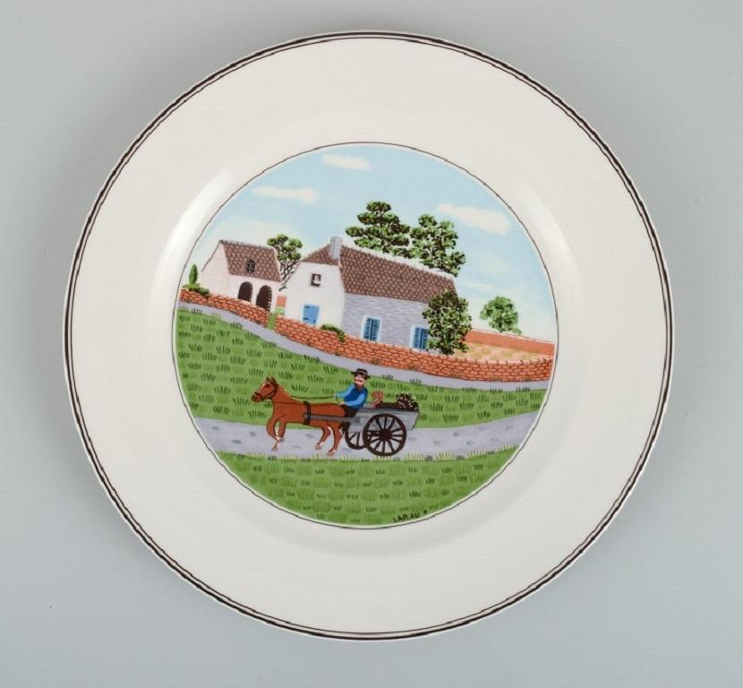 Hand-Painted Villeroy & Boch Naif Dinner Plates in Porcelain, Designed by Gérard Laplau For Sale