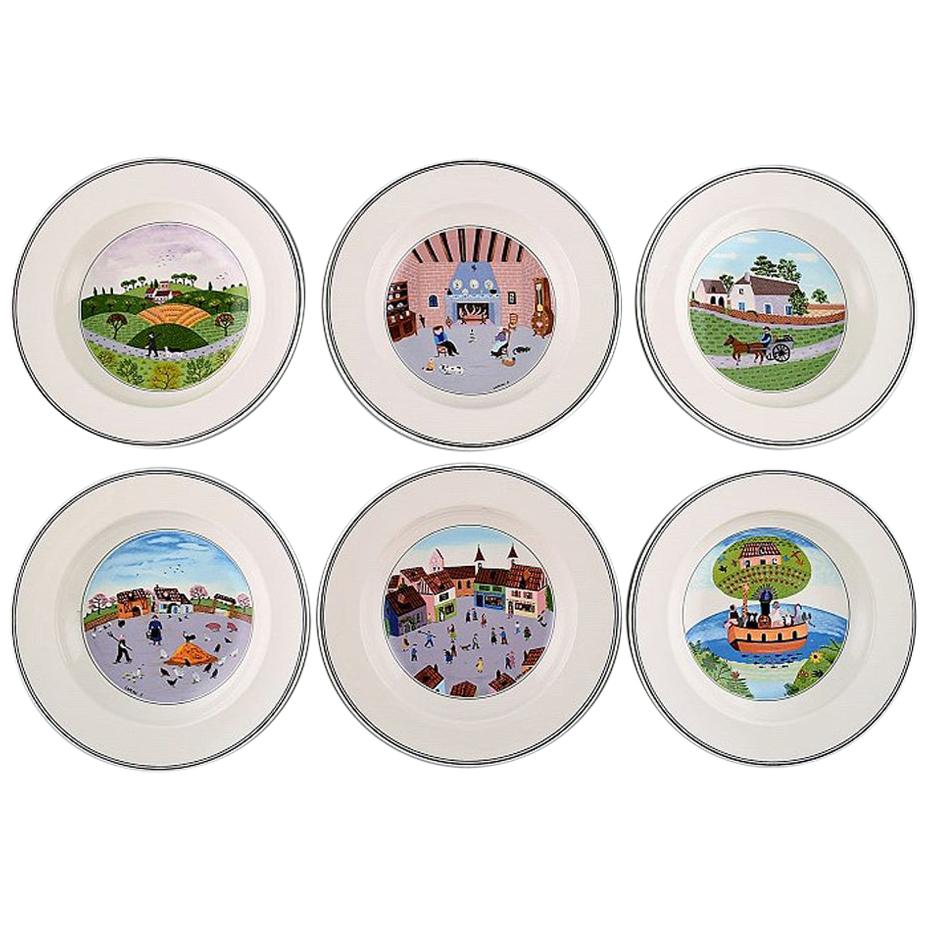 Service de table Naif Villeroy & Boch en porcelaine, ensemble de 6 assiettes profondes