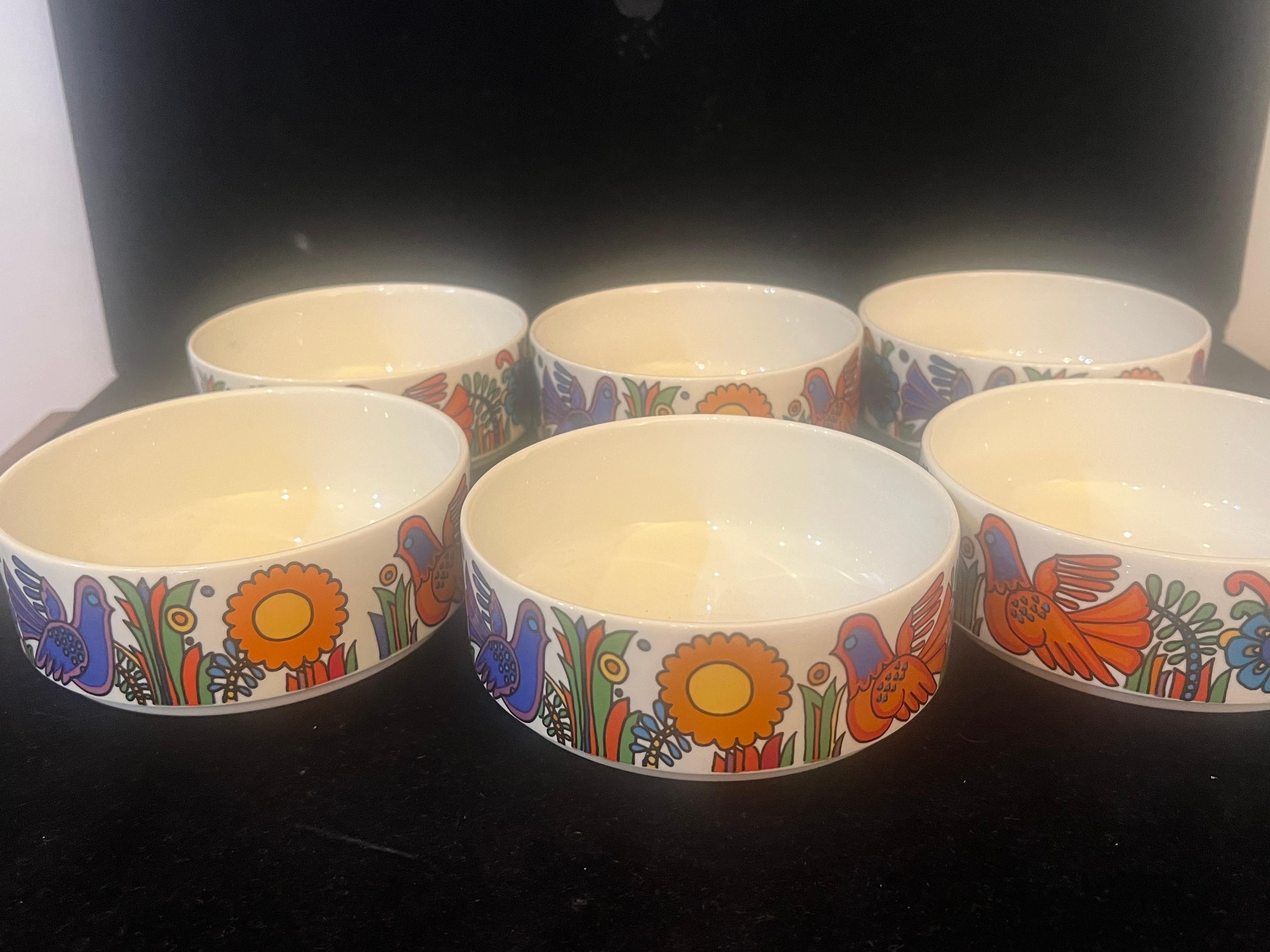 Mid-Century Modern Villeroy & Boch Rare ensemble de 6 bols empilables Acapulco Design en porcelaine Vitro en vente