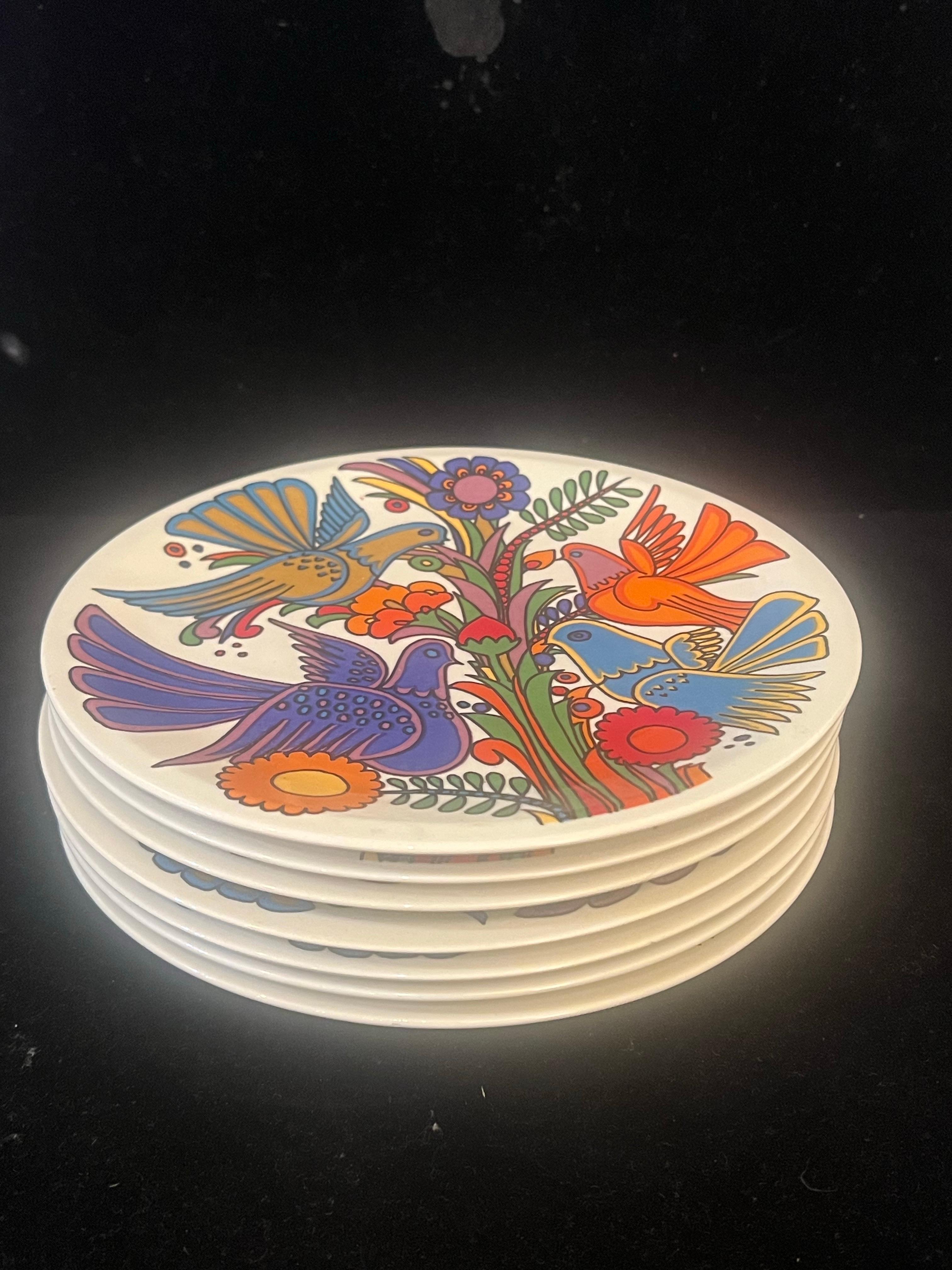 Raro juego de 7 platos Villeroy & Boch Diseño Acapulco en porcelana Vitro Moderno de mediados de siglo en venta