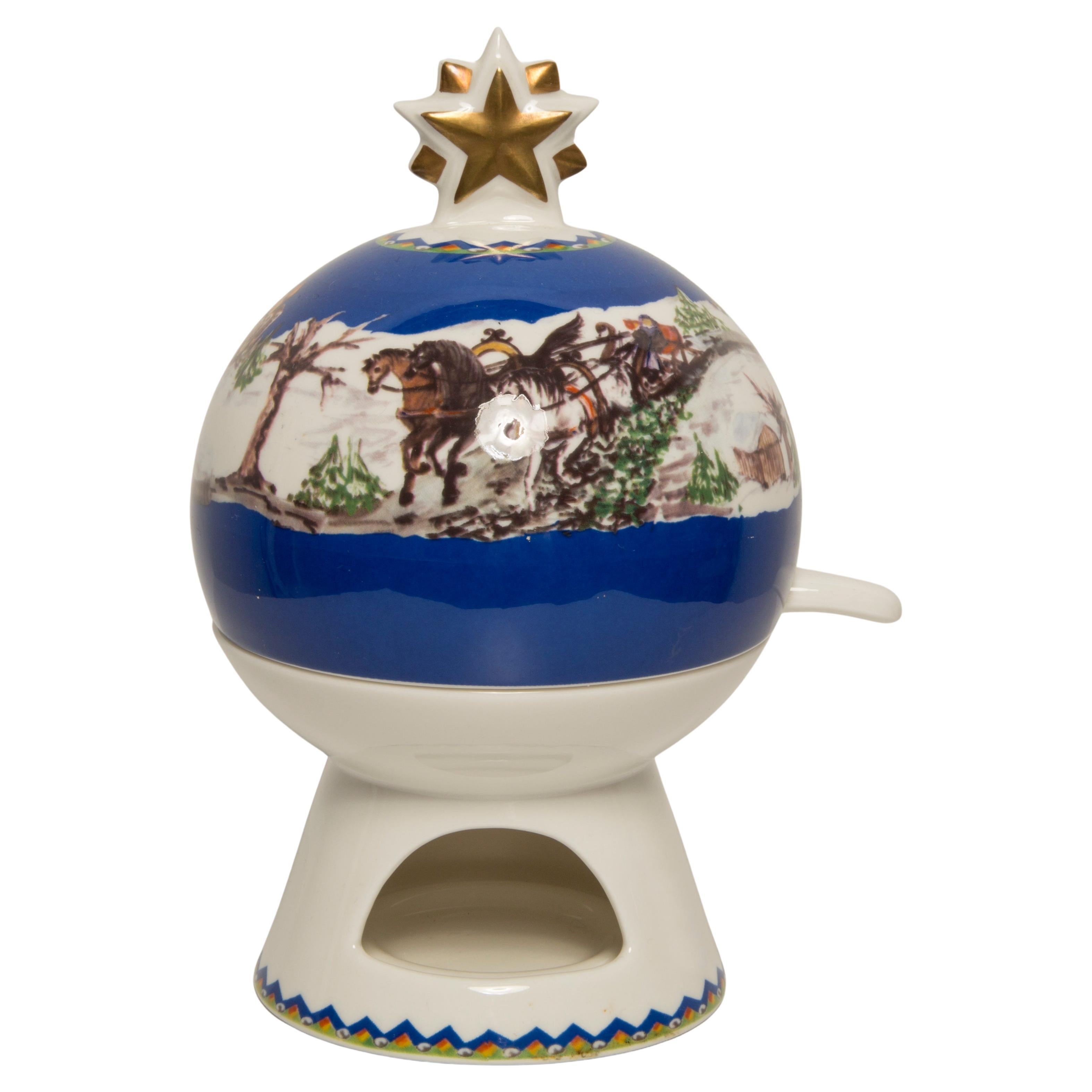 Villeroy & Boch Tostadora de manzanas de porcelana Caballos de invierno de Papá Noel