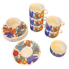 Villeroy & Boch set of 6 plates Coffee mugs & Sugar Acapulco Design Porcelain