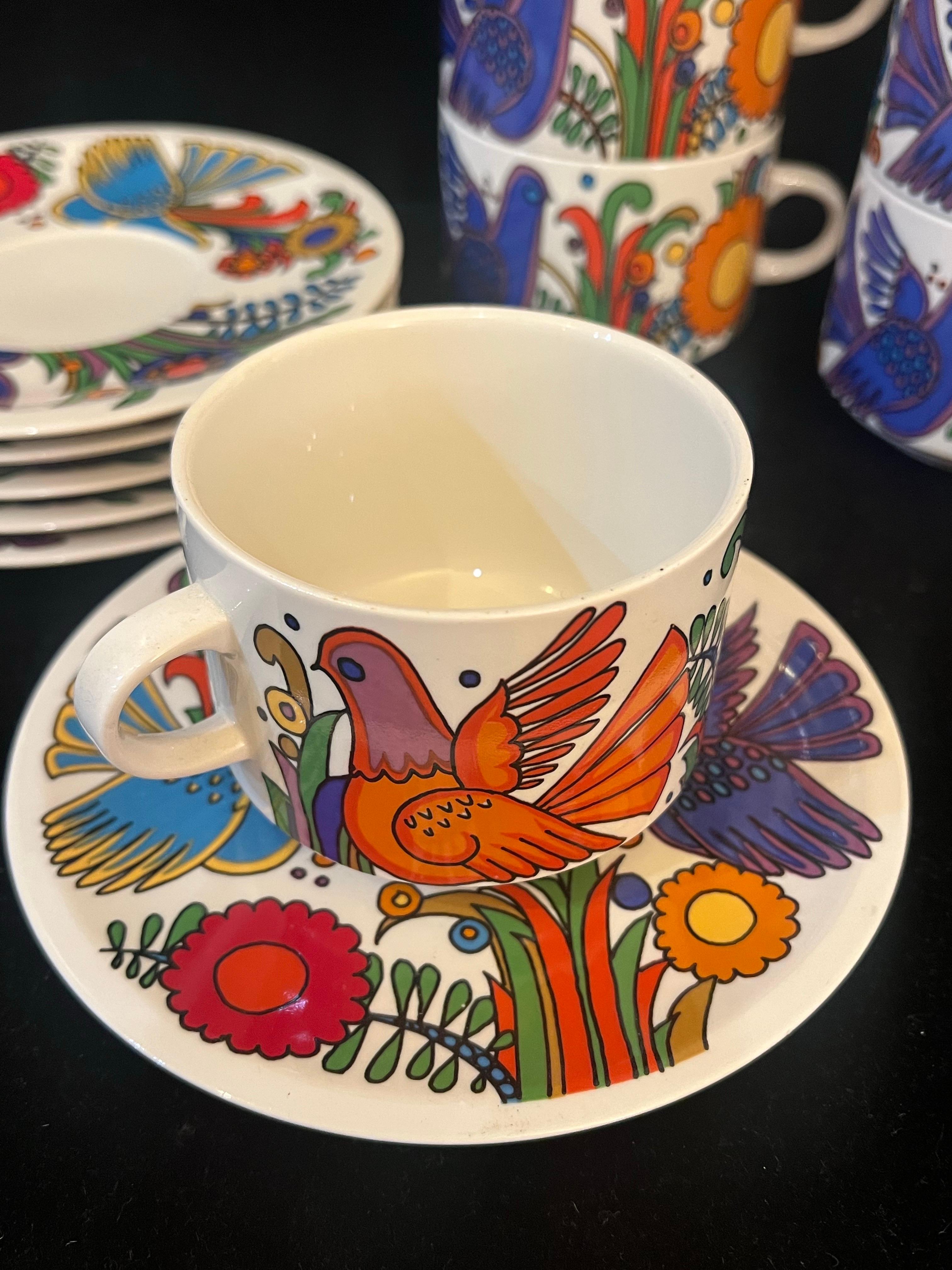 Luxembourgeois Villeroy & Boch set de 6 assiettes Tasses à café & Sucre Acapulco Design Porcelaine en vente