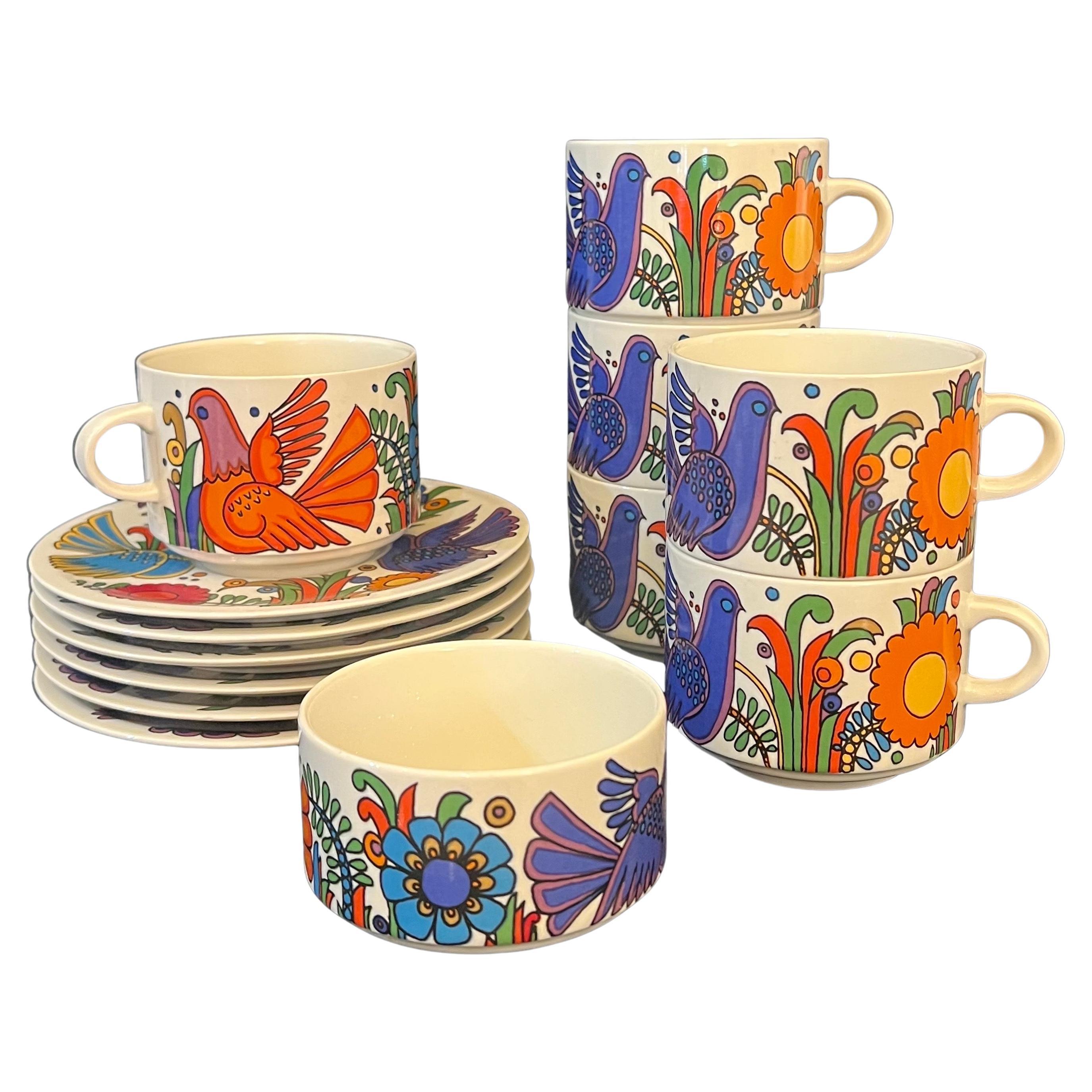 Villeroy & Boch set de 6 assiettes Tasses à café & Sucre Acapulco Design Porcelaine en vente