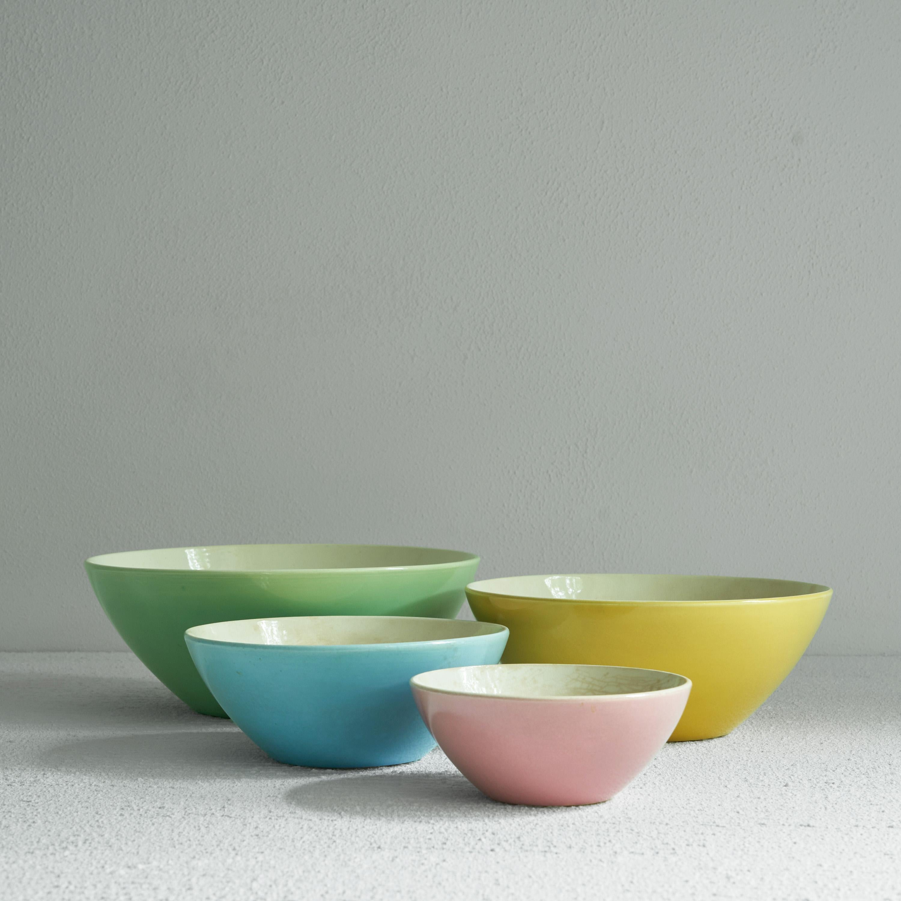 Glazed Villeroy & Boch Set of Colorful Mid Century Ceramic Bowls
