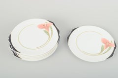 Villeroy & Boch. Six porcelain “Iris” cake plates with floral decoration. 1980s