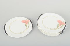 Villeroy & Boch. Six porcelain “Iris” cake plates with floral decoration. 1980s