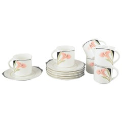Villeroy & Boch. Six porcelain "Iris" cups with saucers. 1980s