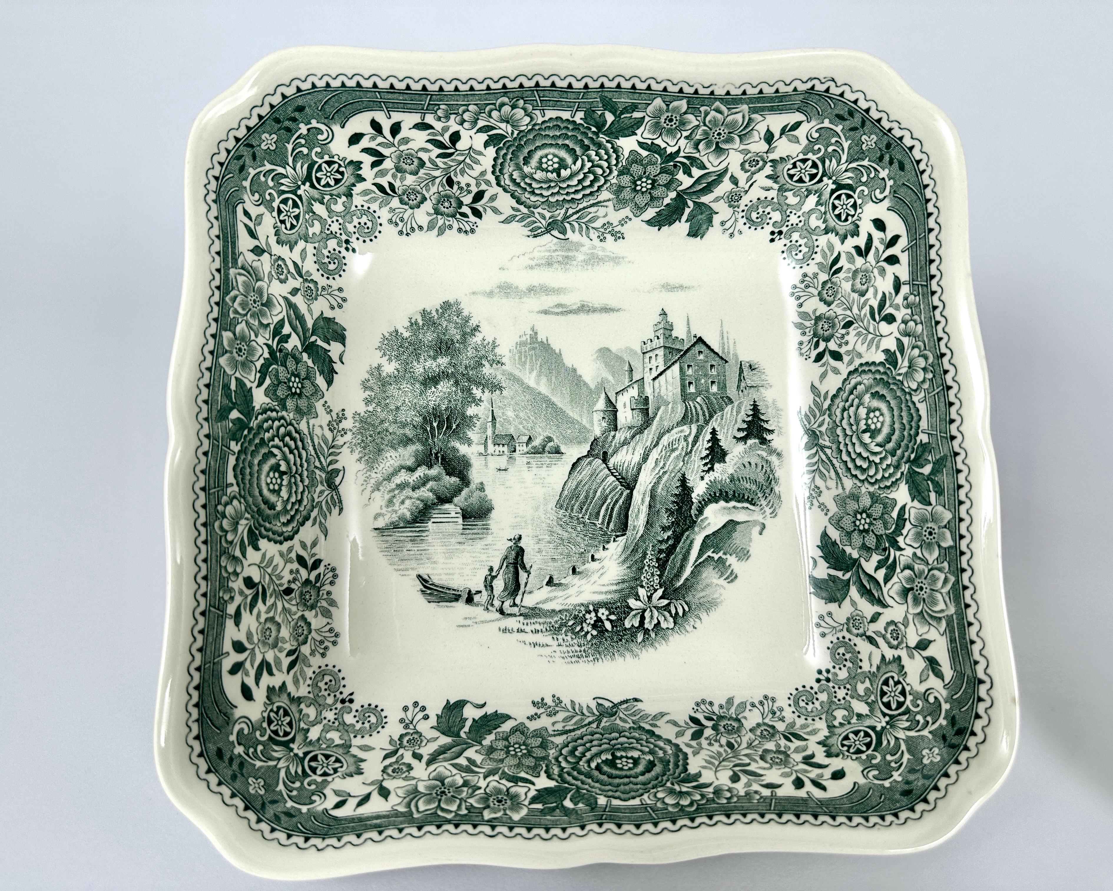 Villeroy & Boch Ensaladeras cuadradas Verde Burgenland, Set 2, Alemania Alemán
