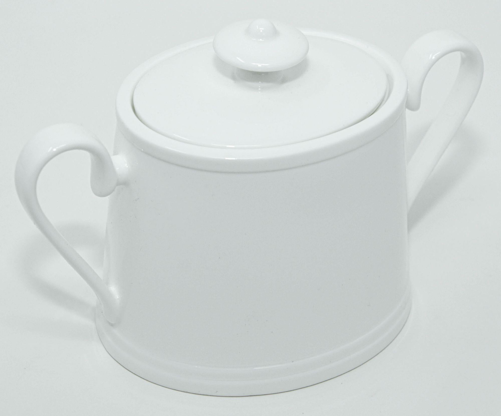 20th Century Villeroy & Boch Stella Hotel white Bone China Sugar Bowl with Cover For Sale
