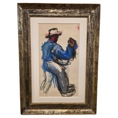 Vilma Eckl Original-Zeichnung in vergoldeten Rahmen 1930er Jahre