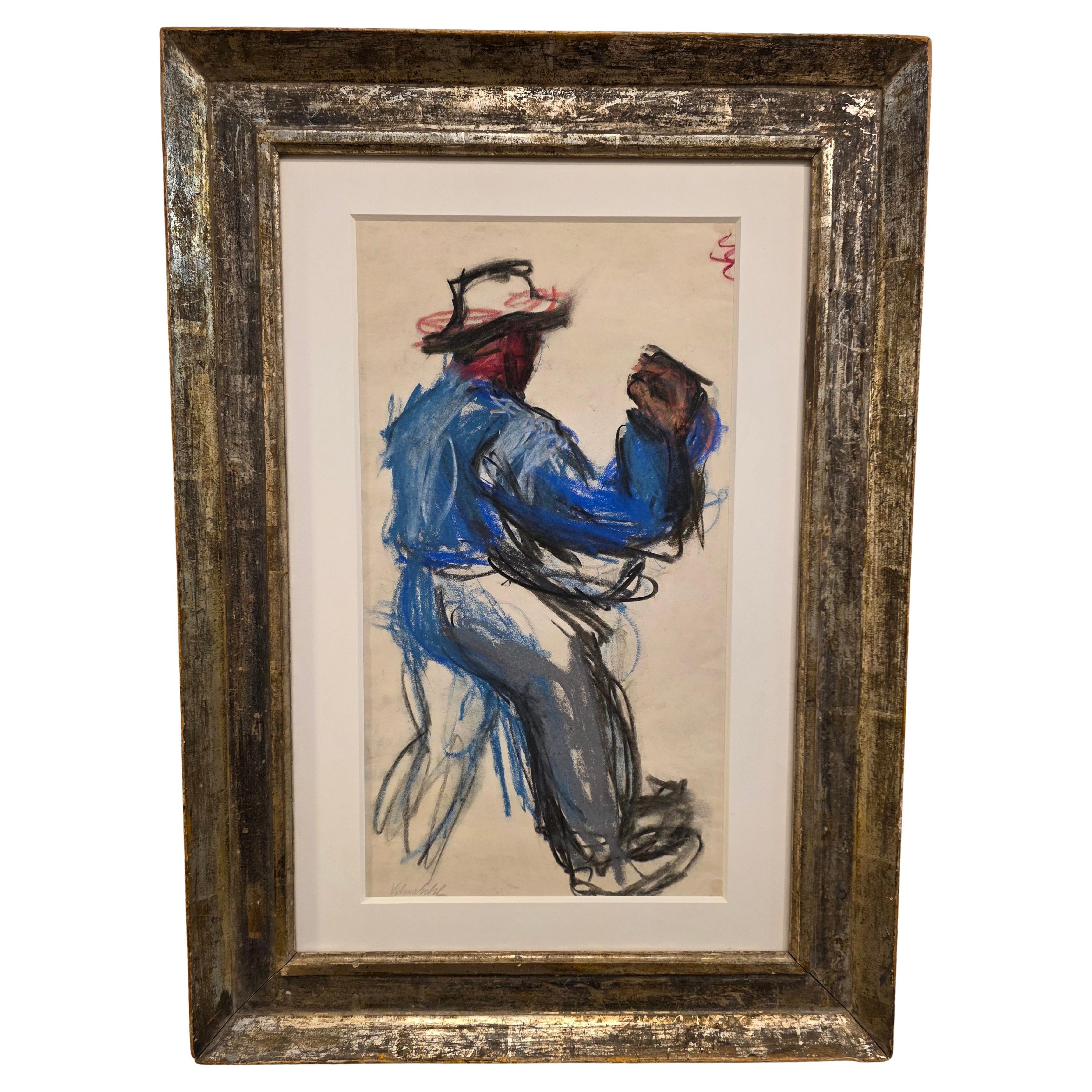 Vilma Eckl Original Drawing In Gilded Frame 1930s For Sale