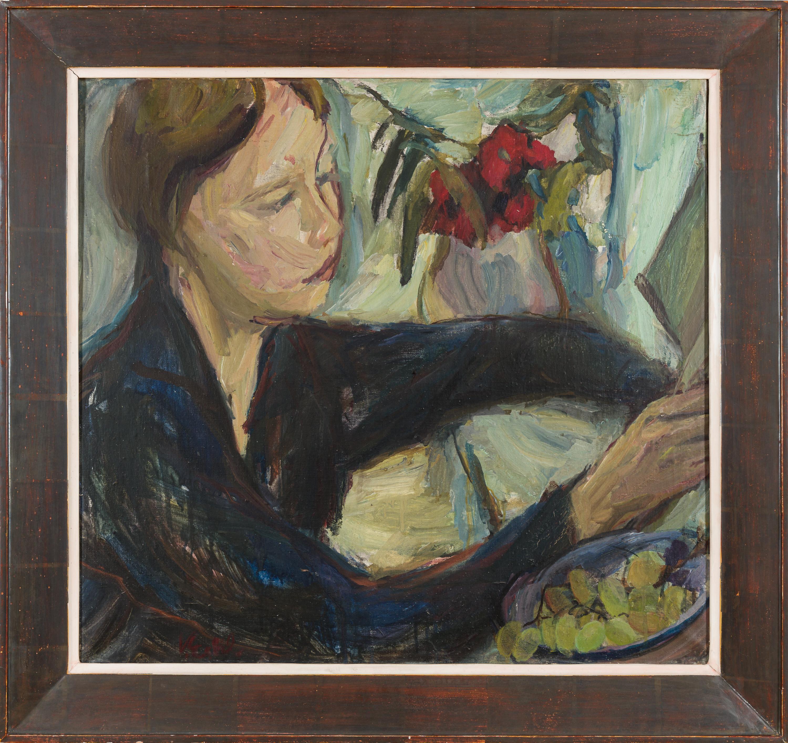Lesendes Mädchen - Modern Painting by Vilma Eckl