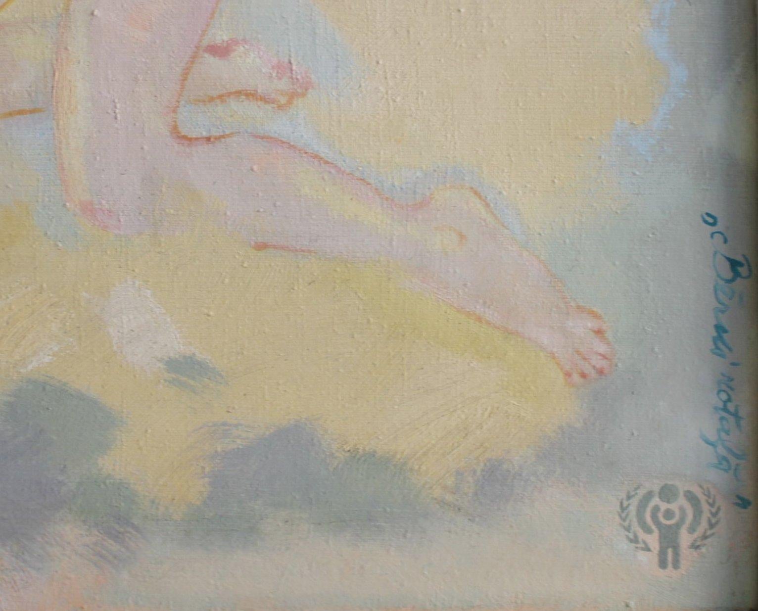 Kinder beim Spielen, Öl/Leinwand, 108x128 cm (Grau), Figurative Painting, von Vilnis Sausserdis