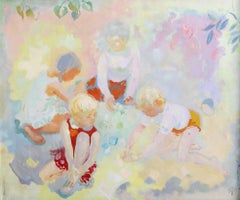 Kinder beim Spielen, Öl/Leinwand, 108x128 cm
