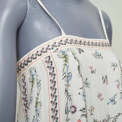 VILSHENKO 2019 white multi floral panel embroidery silk linen maxi dress UK8 S