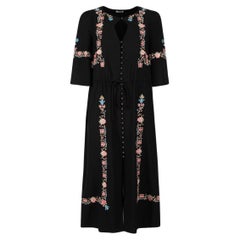 Vilshenko Black Floral Embroidered Buttoned Dress Size S