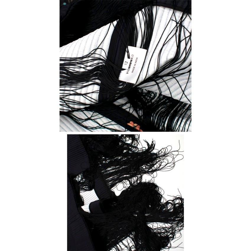 Vilshenko Black Fringed Embellished Printed Shell Coat 4