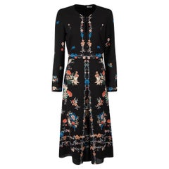 Vilshenko Black Silk Midi Floral Dress Size M