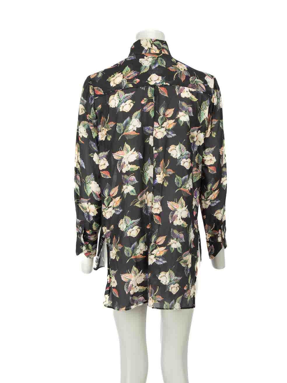 Vilshenko Floral Print Sheer Blouse Size M In Excellent Condition For Sale In London, GB