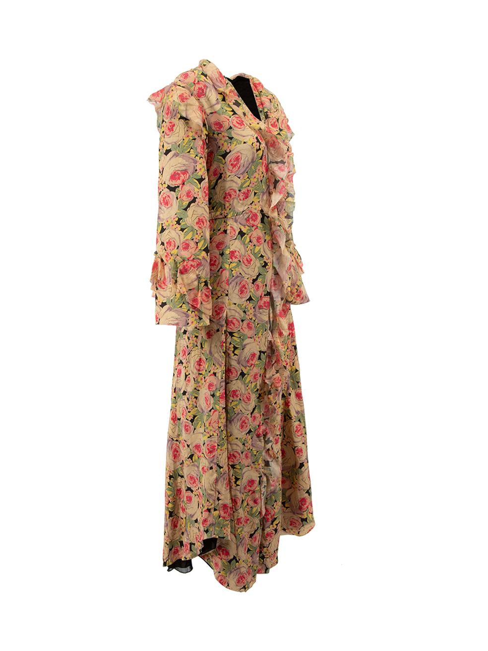 CONDITION is Good. Minor wear to dress is evident. Light wear to garment with single missing button at centre front on this used Vilshenko designer resale item.
  
  Details
  Multicolour
  Synthetic
  Maxi dress
  Floral print pattern
  Ruffles