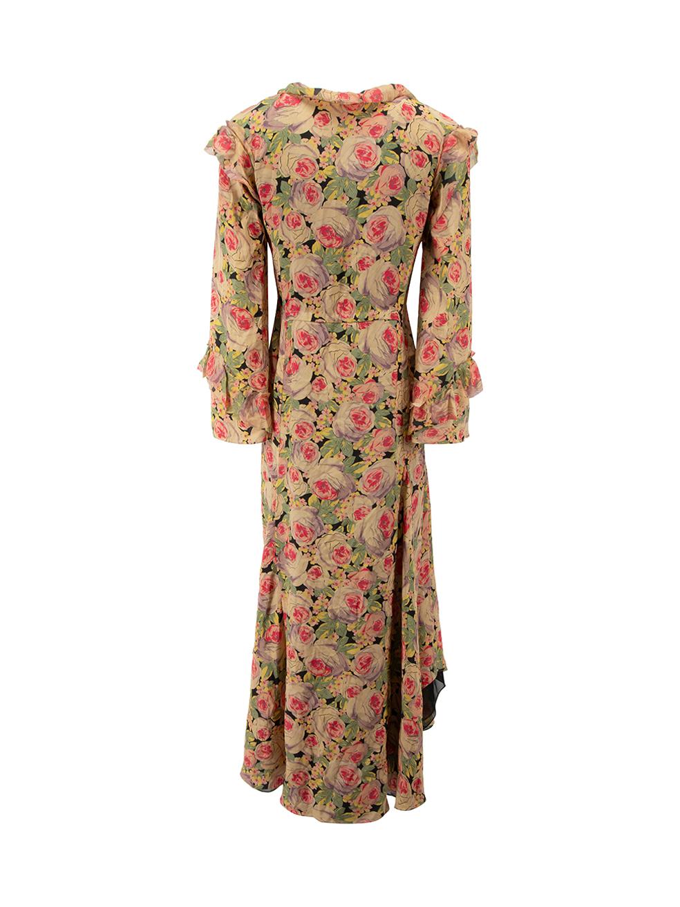 Vilshenko Floral Ruffle Detail Maxi Dress Size S In Good Condition For Sale In London, GB