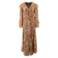 Vilshenko Maxi Vestido Floral con Detalle de Volantes Talla S