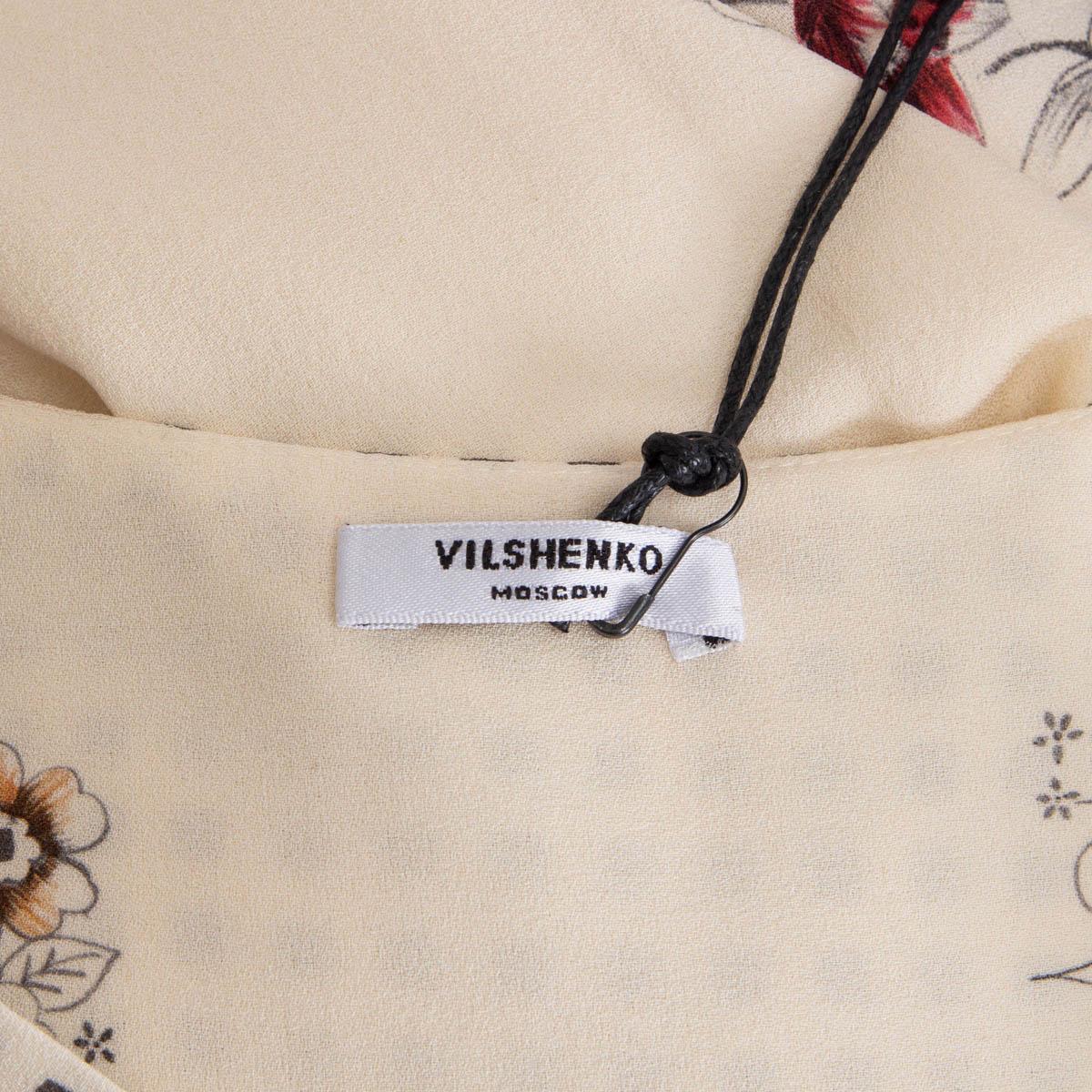 Women's VILSHENKO ivory silk 2017 FLORAL BELTED MAXI Dress 12 M