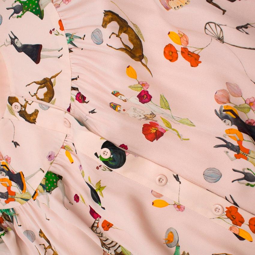 Women's Vilshenko Long Sleeve Fairy Tale Print Tiered Blush Dress - Size US 6  For Sale