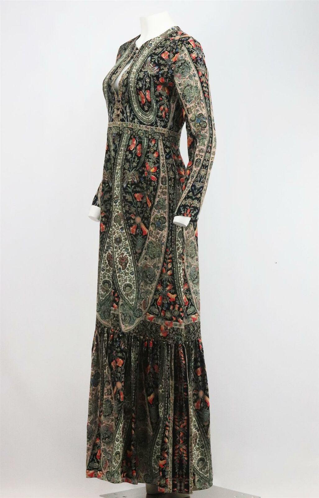Gray Vilshenko Maria Printed Silk Crepe de Chine Maxi Dress