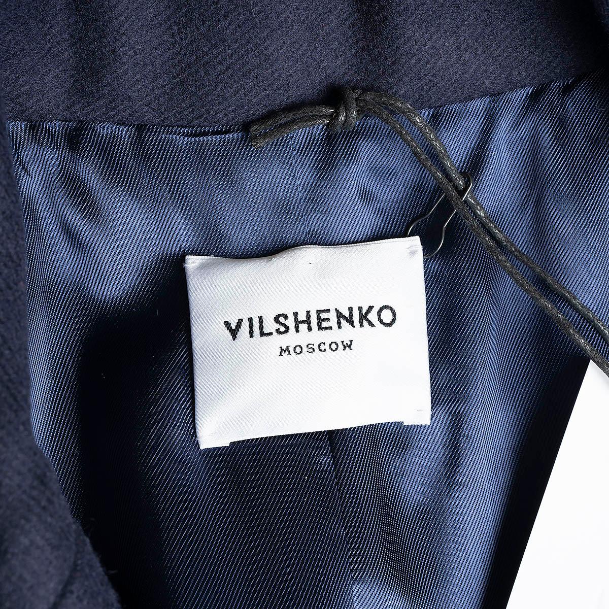 VILSHENKO navy blue wool FLORAL EMBROIDERED Coat Jacket 14 XL For Sale 2