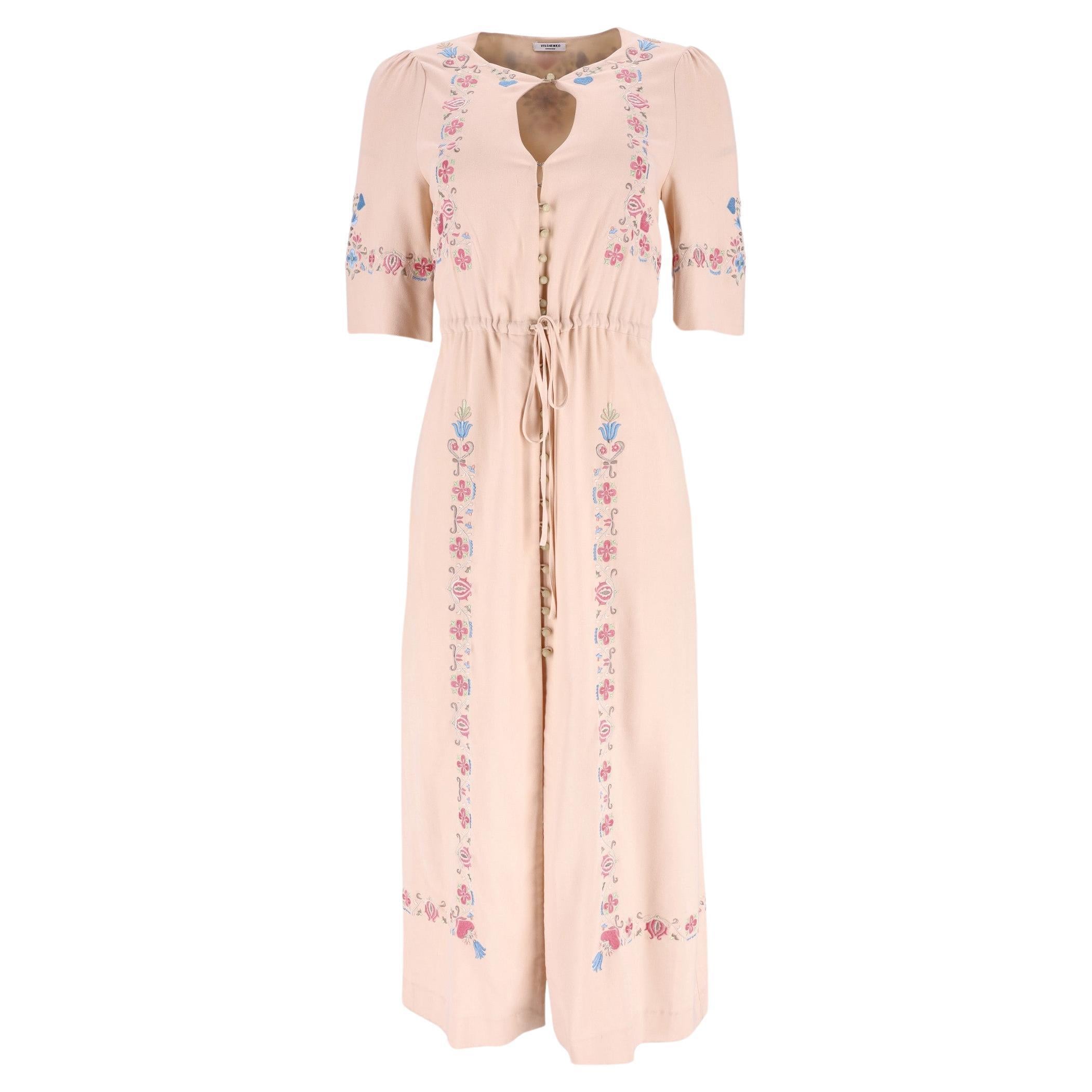 Vestido bordado de seda Vilshenko en venta