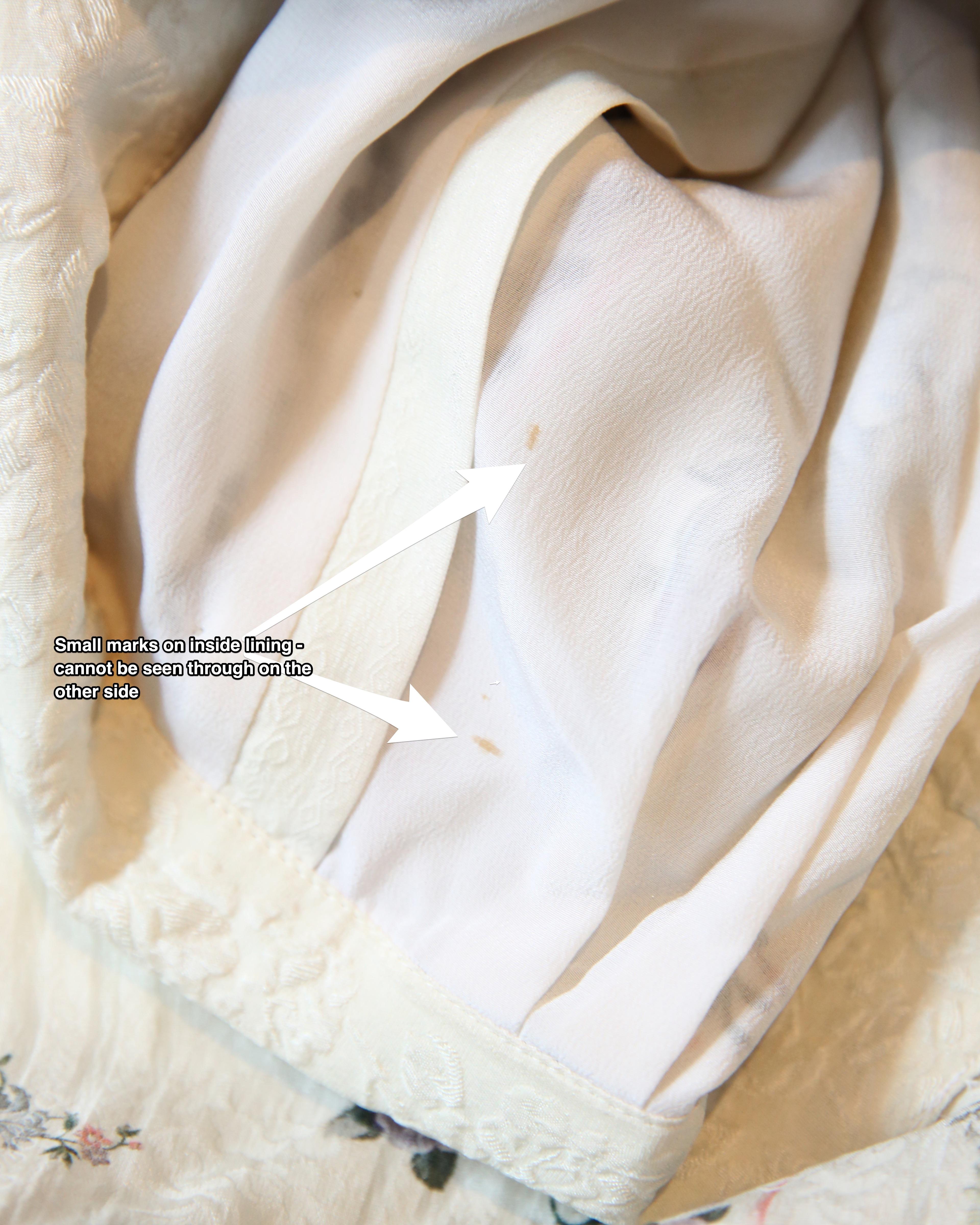 Vilshenko silk white blue pink floral printed jacquard mock neck slit maxi dress 11