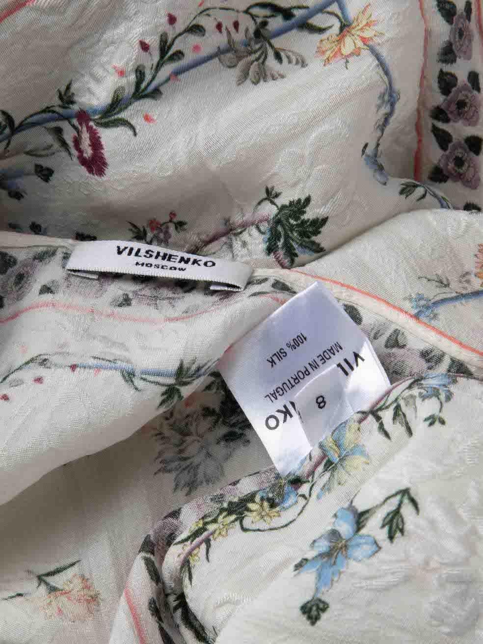 Women's Vilshenko White Silk Floral Cold-Shoulder Dress Size S For Sale
