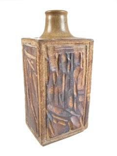 VILT - Cut-Sided & Glazed Stoneware Studio Pottery Vase - Signed - 20th Century