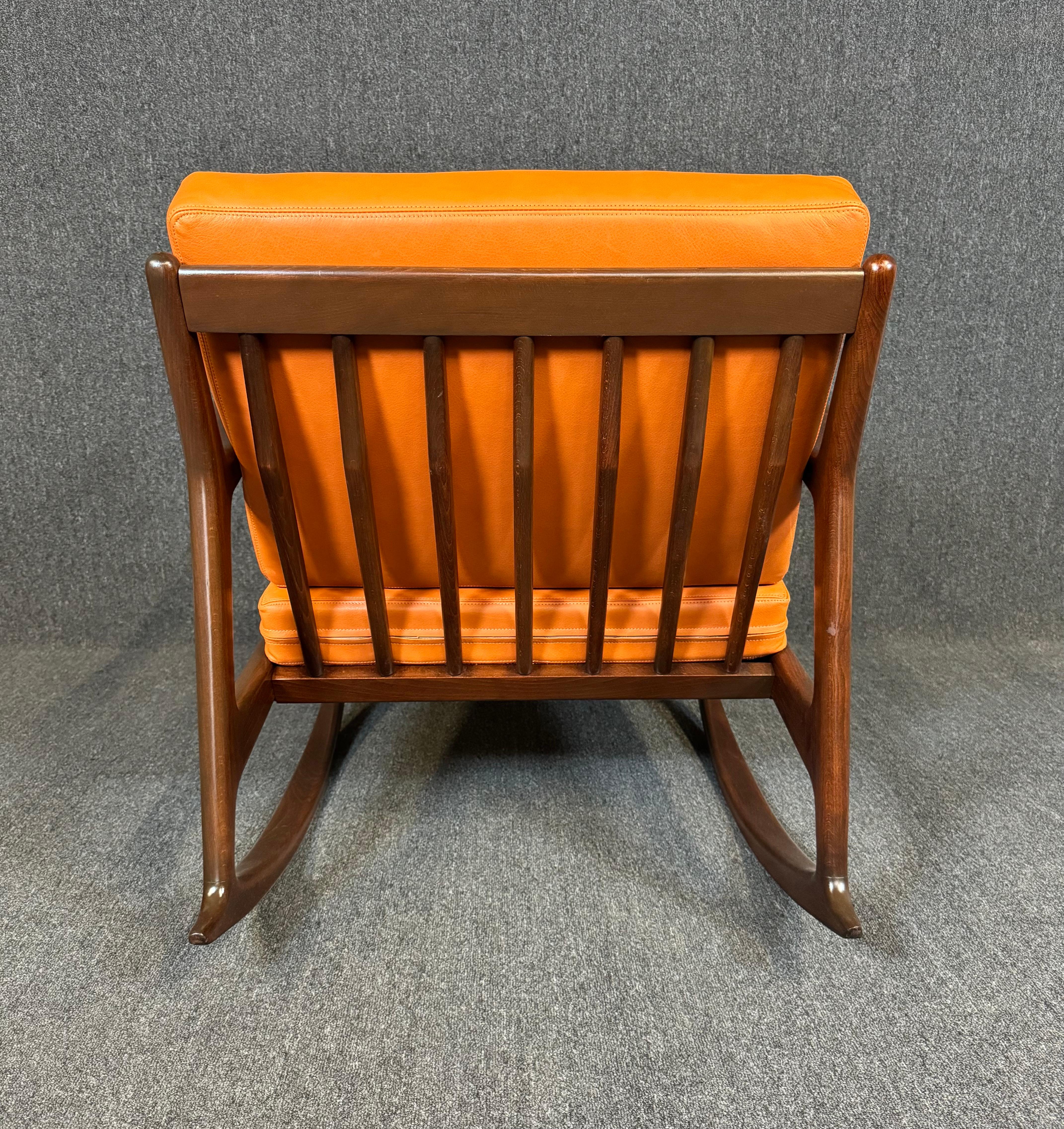 Birch Vintage Danish Mid Century Modern Rocking Chair by Kofod Larsen for Selig For Sale