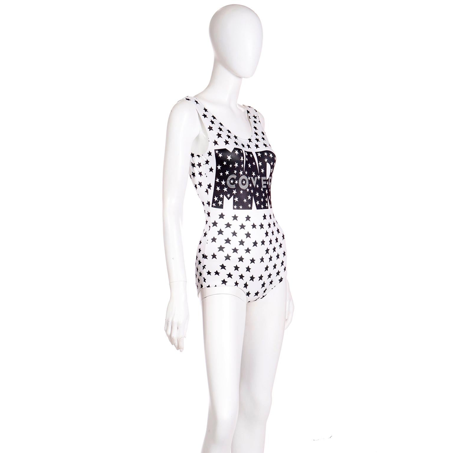 1987 Enrico Coveri Mare Deadstock Black & White Polka Dot Swimsuit & Beach Bag In Excellent Condition In Portland, OR